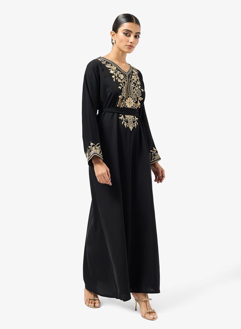 hayas closet Embroidered Belted Jalabiya - Image 4